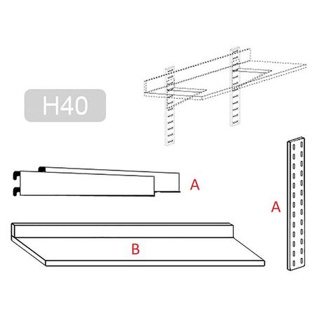 Mensola pensile in acciaio inox (800 x 300 x 40mm)