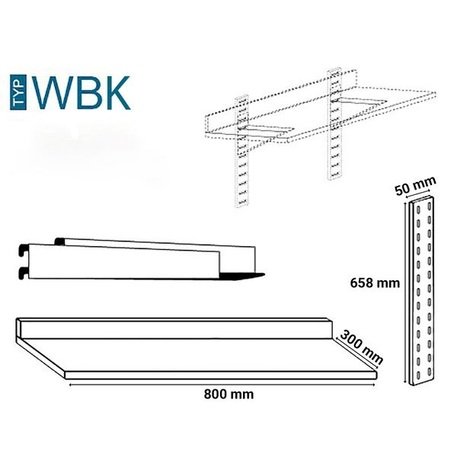 Mensola pensile in acciaio inox (800 x 300 x 40mm)