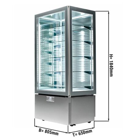 Vertikali šaldoma panoraminė vitrina (490L +5°C /-22°C)