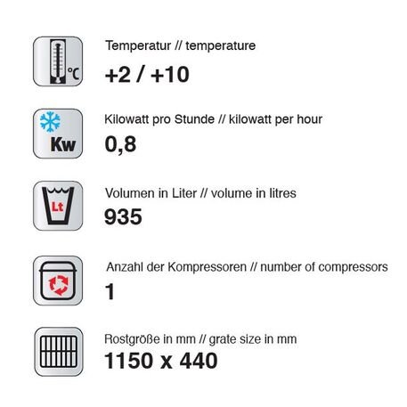 Vertikali šaldoma vitrina su stiklo 10 lentynomis (935L +2°C /+ 10°C)