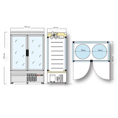 Vertikali šaldoma vitrina su apvaliomis stiklo lentynomis 10vnt. (935L +2°C /+ 10°C)