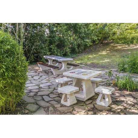 Concrete playing table and benches 2 pcs. '190x148xH/74cm / BS-115'