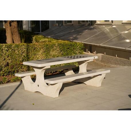 Concrete playing table and benches 2 pcs. '190x148xH/74cm / BS-117'