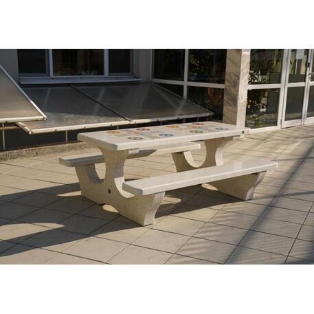 Concrete playing table and benches 2 pcs. '190x148xH/74cm / BS-117'