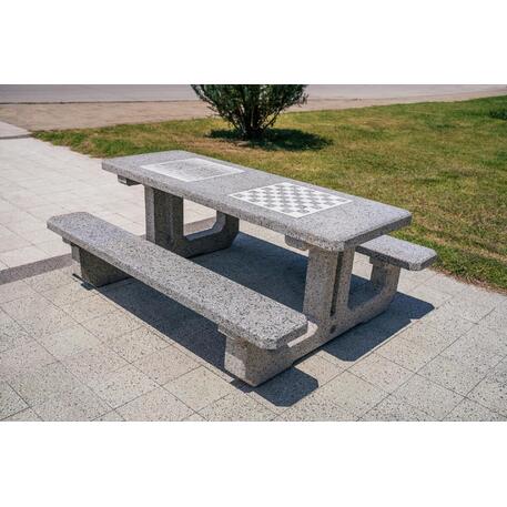 Concrete playing table and benches 2 pcs. '190x148xH/74cm / BS-223'