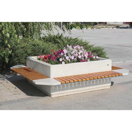 Panchina in cemento con schienale + vaso di fiori '225/150xH/40/65cm / BS-93'