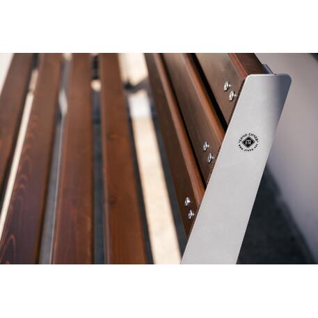 Modernaus stiliaus metalinis lauko suoliukas, IROKO mediena '191x56xH/82cm / MS-124'