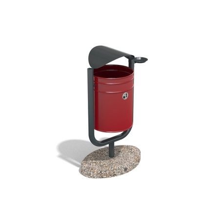 Metal litter bin with concrete base 