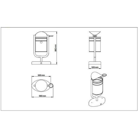 Metal litter bin with concrete base 