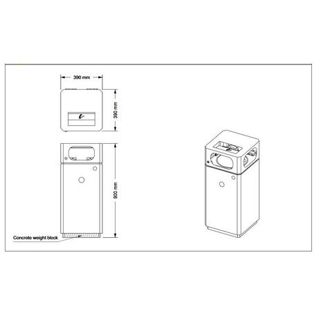 Metal litter bin '39x39xH/90cm 35L / BS-172'