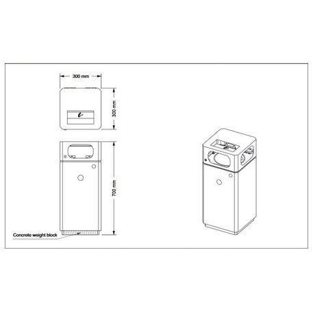 Metal litter bin '30x30xH/70cm 25L / BS-217'