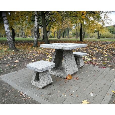 Betoninis šachmatų žaidimo stalas su 2 arba 4vnt. kėdėmis '80x80xH/70cm / BS-190 / 191'