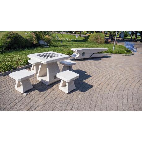 Tavolo da scacchi in cemento con 2 o 4 pezzi. sedie '80x80xH/70cm / BS-190/191'