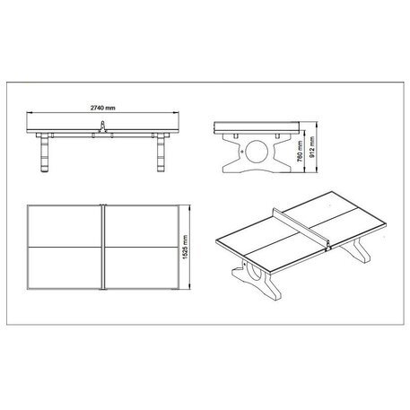Betonowy stół do tenisa stołowego '274x152.5xH/76cm / BS-89'