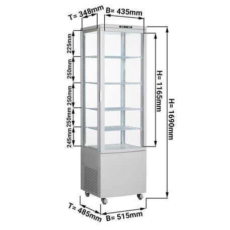 Vertikali šaldoma kvadratinė vitrina 'Balta' (235L +2°C /+ 10°C)