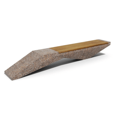 Betoninis su granito skalda lauko suolas su medine sėdima dalimi (IROKO) '330x50x45cm / BS-234'