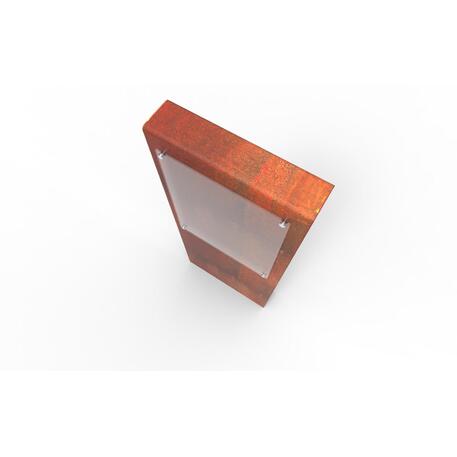 Informacinis stovas, stendas su stiklu CorTen metalo skirtingų matmenų 'Corten_STF/18-40-02/MDL'