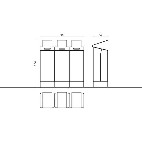 Металлический контейнер для сортировки на бетонной основе 'Lido / 003236'