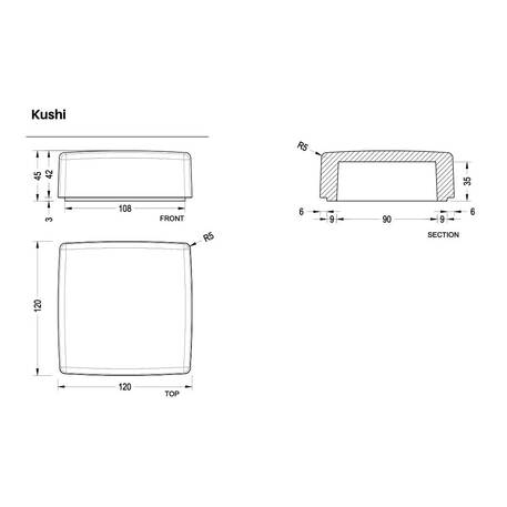 Betoninis lauko suoliukas ir gėlinė, kolekcija 'KUSHI'