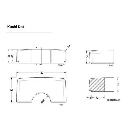 Betoninis lauko suoliukas ir gėlinė, kolekcija 'KUSHI'