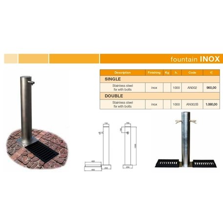 Outdoor drinking fountains of metal 'Inox'