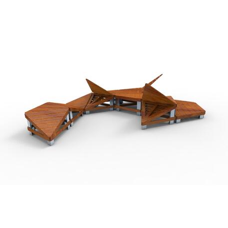 Lauko modulinis atlenkiamas miestams medinis gultas, šezlongas iš IROKO medienos 'STF/21-04-20/MDL'