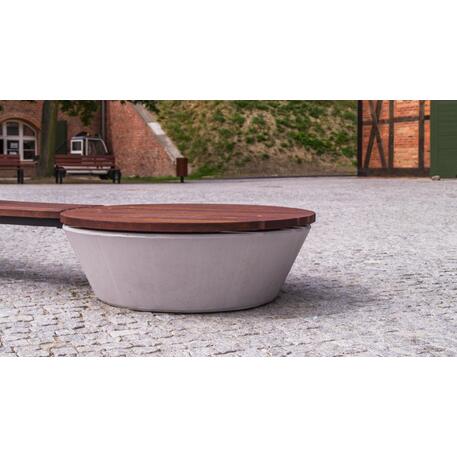 Lauko / Vidaus betoninis modulinis suolas su / be atlošo ir sėdima dalimi iš IROKO medienos 'STF/20-04-22_06/MDL'