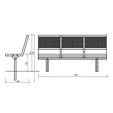 Metal bench 'STEEL_BD/L040/MDL'