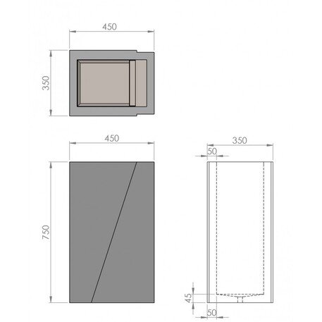 Lauko / Vidaus betoninė šiukšliadėžė '35x45xH/75cm / 50L'