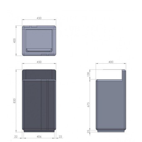 Betona aktritumu tvertne '45x40xH/83cm / 60L'