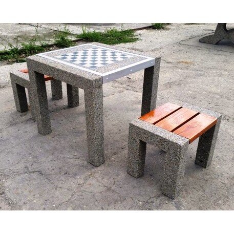 Betonowe Stół do gry w szachy i krzesła 2 szt. 'BDS/SG024/MDL'