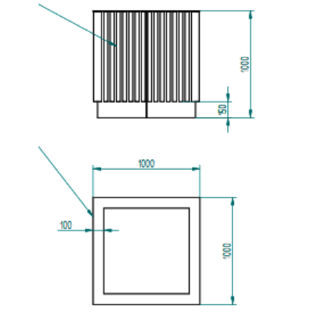Lauko / Vidaus metalinis vazonas su IROKO mediena 'STF/20-15-01MDL'