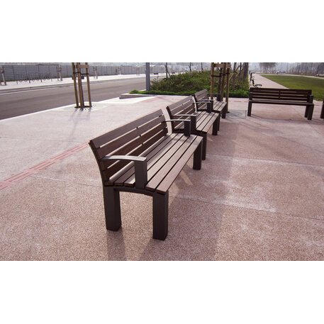 Outdoor metal bench with backrest 'ALTA'