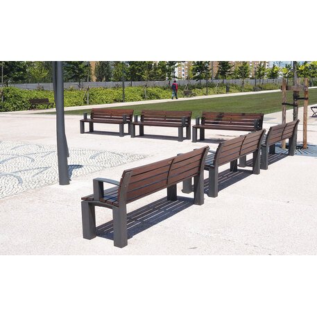 Outdoor metal bench with backrest 'ALTA'