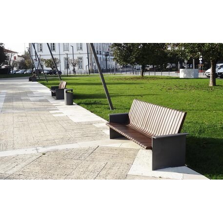 Outdoor metal bench with backrest 'ARIA'