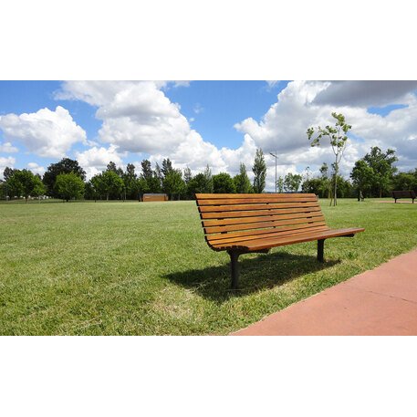 Outdoor metal bench with backrest 'AXIS'