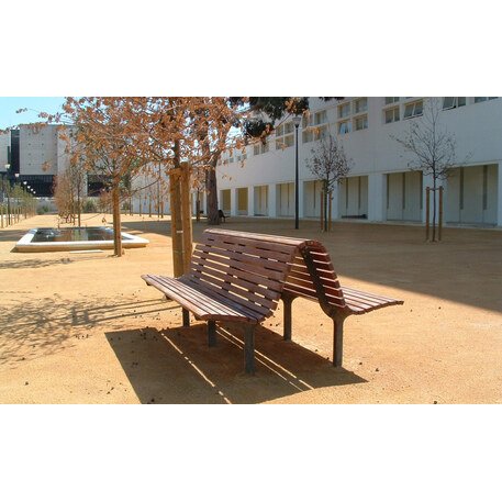 Outdoor metal bench with backrest 'AXIS DOUBLE'