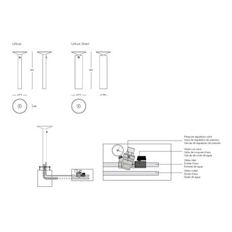 Outdoor drinking fountains of metal 'Urbus / Concrete'