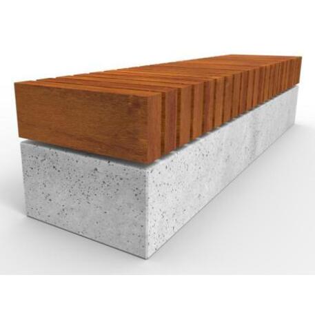 Lauko / Vidaus betoninis suolas be atlošo su IROKO medienos apdaila 'STF/21-02-30MDL'