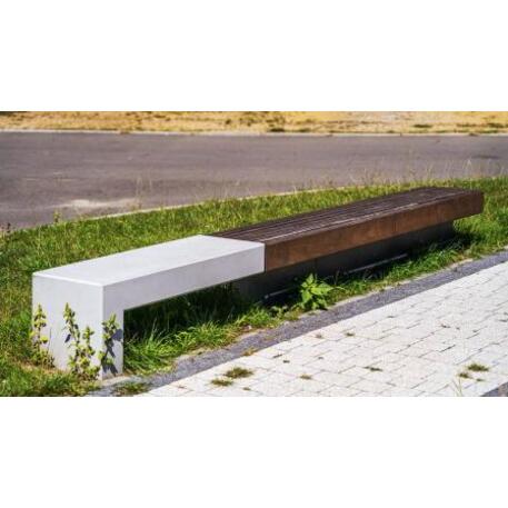 Lauko / Vidaus betoninis suolas be atlošo su IROKO medienos apdaila 'STF/20-02-24_02MDL'