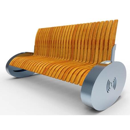 Metal bench with backrest 'IROKO_230V / USB_STF/21-04-34_02MDL'