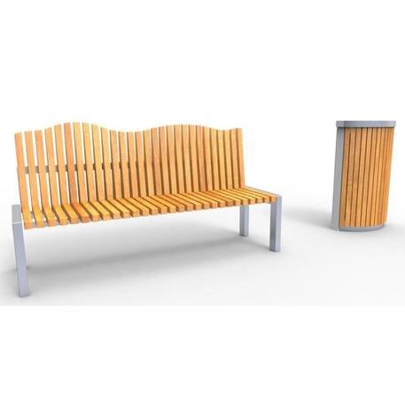 Metal bench with backrest 'IROKO_STF/19-04-75_12MDL'