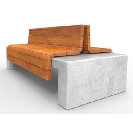 Lauko / Vidaus dvipusis betoninis suolas su atlošu, IROKO medienos apdaila 'STF/20-04-05/MDL'
