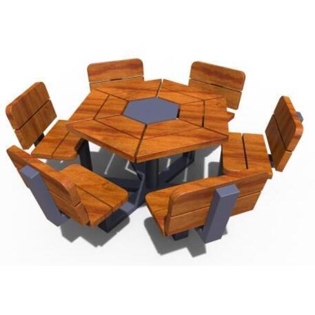 Lauko / Vidaus medinis suoliukas ir stalas iš IROKO medienos 'STF/19-04-15/MDL'