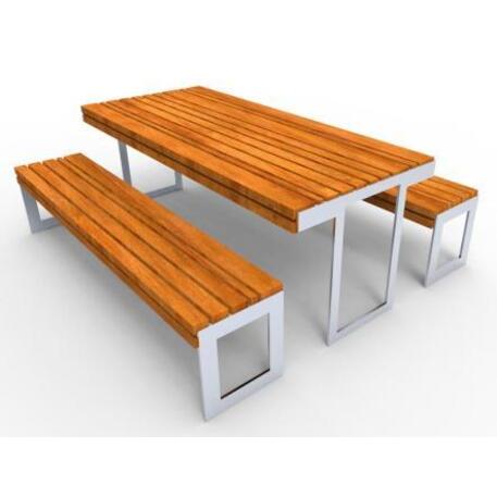 Lauko / Vidaus medinis suoliukas ir stalas iš IROKO medienos 'STF/20-02-38_01/MDL'