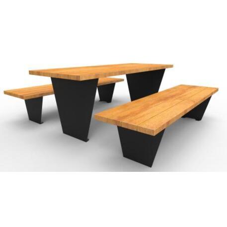Lauko / Vidaus medinis suoliukas ir stalas iš IROKO medienos 'STF/20-02-02/MDL'