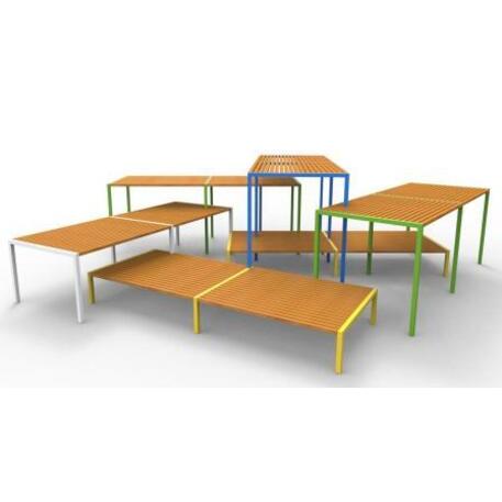 Lauko / Vidaus medinis suoliukas ir stalas iš IROKO medienos 'STF/19-02-49/MDL'