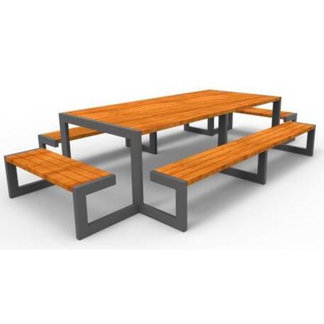 Lauko / Vidaus medinis suoliukas ir stalas iš IROKO medienos 'STF/18-02-16/MDL'