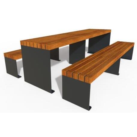 Lauko / Vidaus medinis suoliukas ir stalas iš IROKO medienos 'STF/18-02-15/MDL'