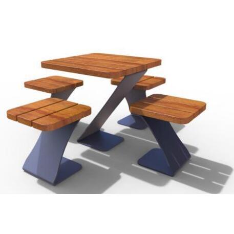 Panca + tavolo in metallo 'Picnic_IROKO_STF/18-02-09/MDL'